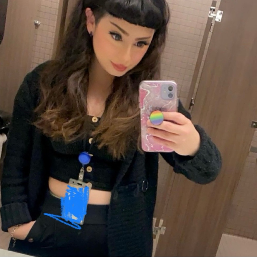 🦇🖤✔️ Small Short Puff Sleeve Faux Button Down Mini Cropped / Mini Shirt ✔️🖤🦇